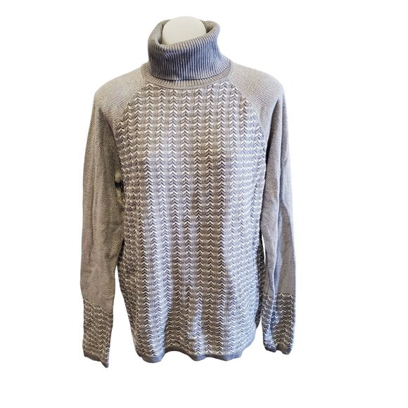The Limited Gray Knit Modern Textured Pattern Turtleneck Sweater XL - Picture 1 of 12